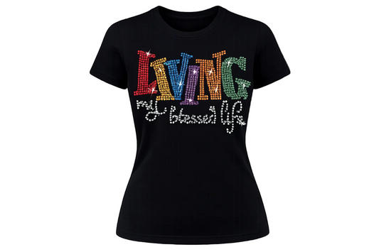 Living My Best Life Rhinestone Tee